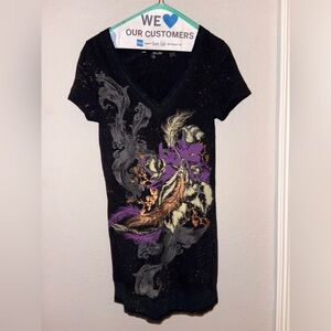 VINTAGE Miss Me Black Graphic Tee with Subtle Gray Accents